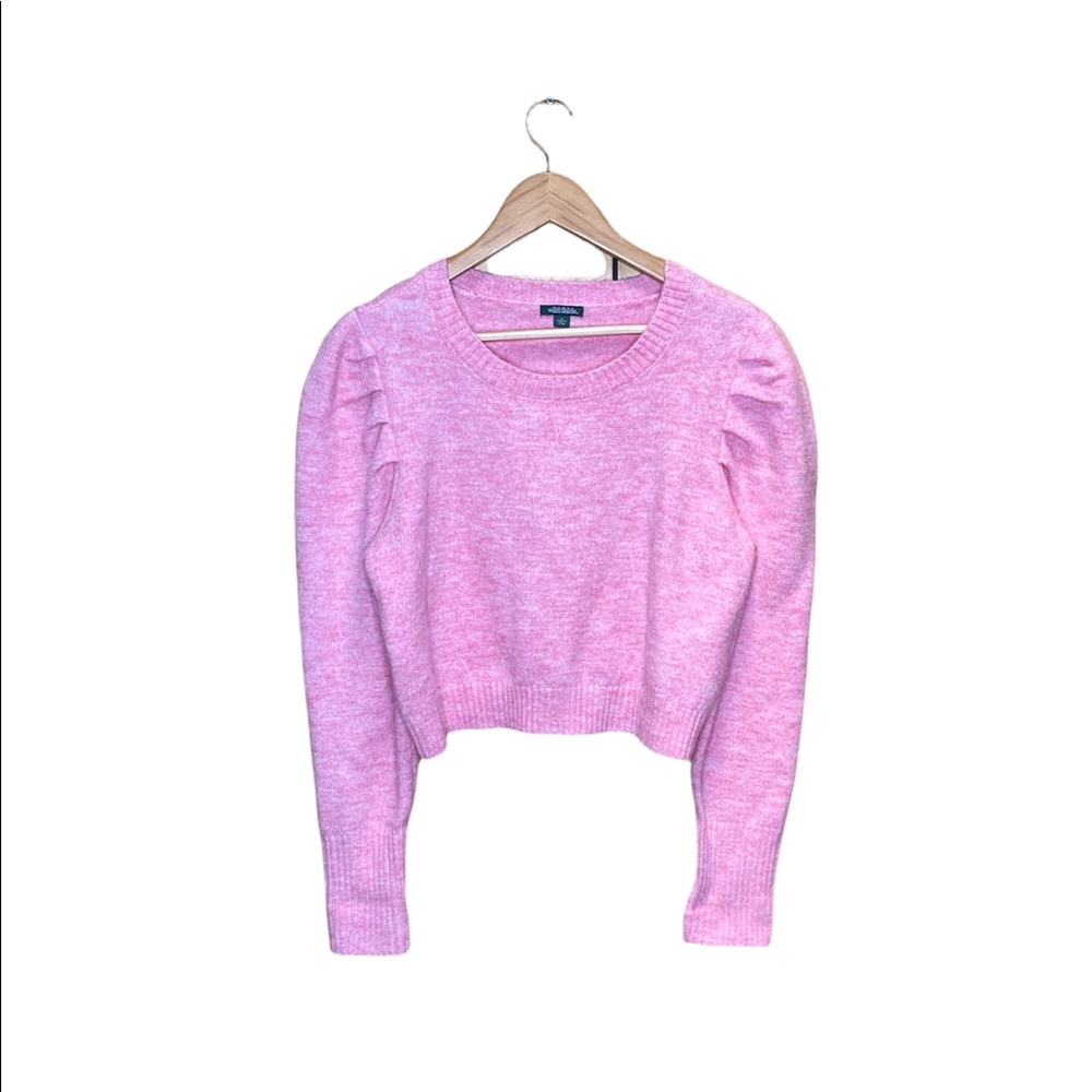 Wild Fable Woman’s Pink Puff Sleeve Crewneck Pullover Sweater Size Large